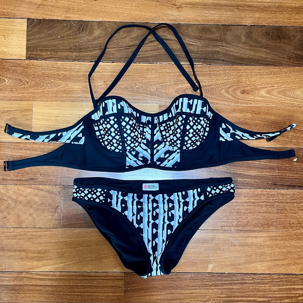 Peter Pilotto for Target Black and White Geometric Bikini NWOT size M (8-10)